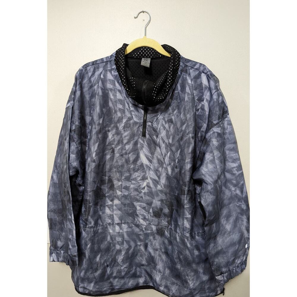 Women's Champion Athletic Pull Over Three Quarter Zip top Gray/Blue 2XL